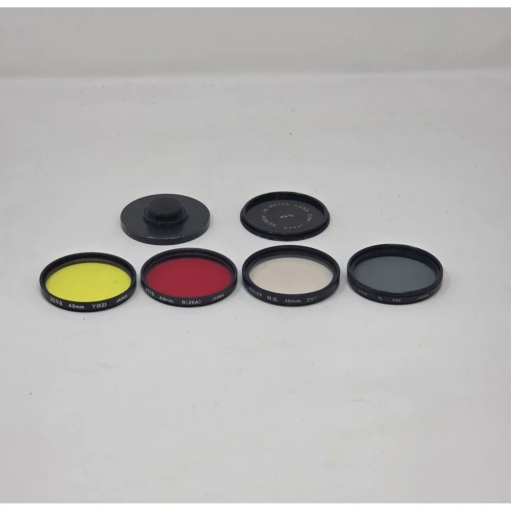 Hoya 49mm Camera Filter Set Y-K2 R25A Polarizer + Rolev SKY Vintage Film Japan